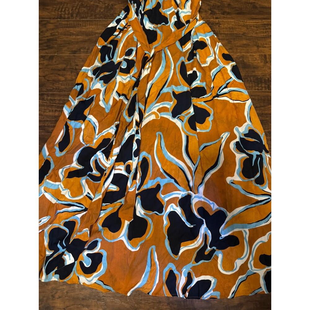 MSK Brown Blue Sleeveless Sundress Beach Maxi Dress / SZ XL - Picture 2 of 9